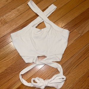 White Criss across Cropped Tank